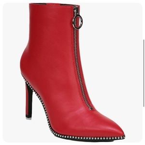 Bar III Womens Briget Embellished Pointed Toe High Heel Ankle Boots